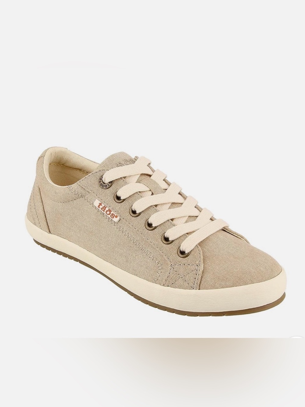 Taos Footwear Star Oat Wash Canvas Beige Canvas Lace-Up Women's Sneaker Size 8.5